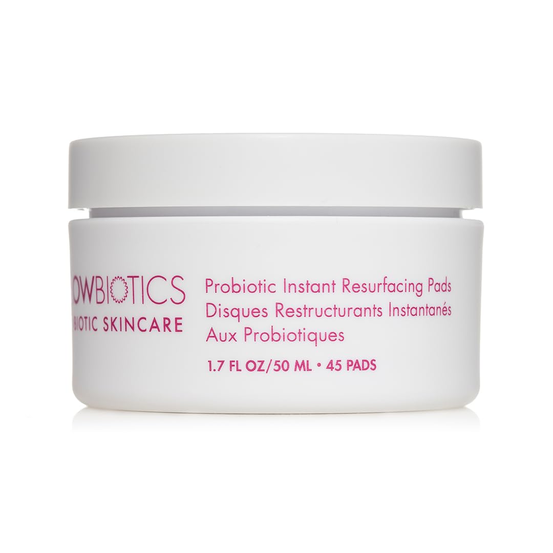 Glowbiotics Probiotic Instant Facial Resurfacing Pads: Exfoliates, Hydrates, Reduces Fine Lines & Pores | With Vitamin C & 5% Lactic Acid