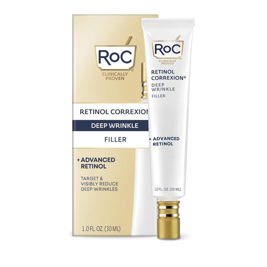 RoC Retinol Correxion Deep Wrinkle Facial Filler with Hyaluronic Acid & Retinol, Skin Care for Women and Men, 1 Fl Oz (Packaging May Vary)