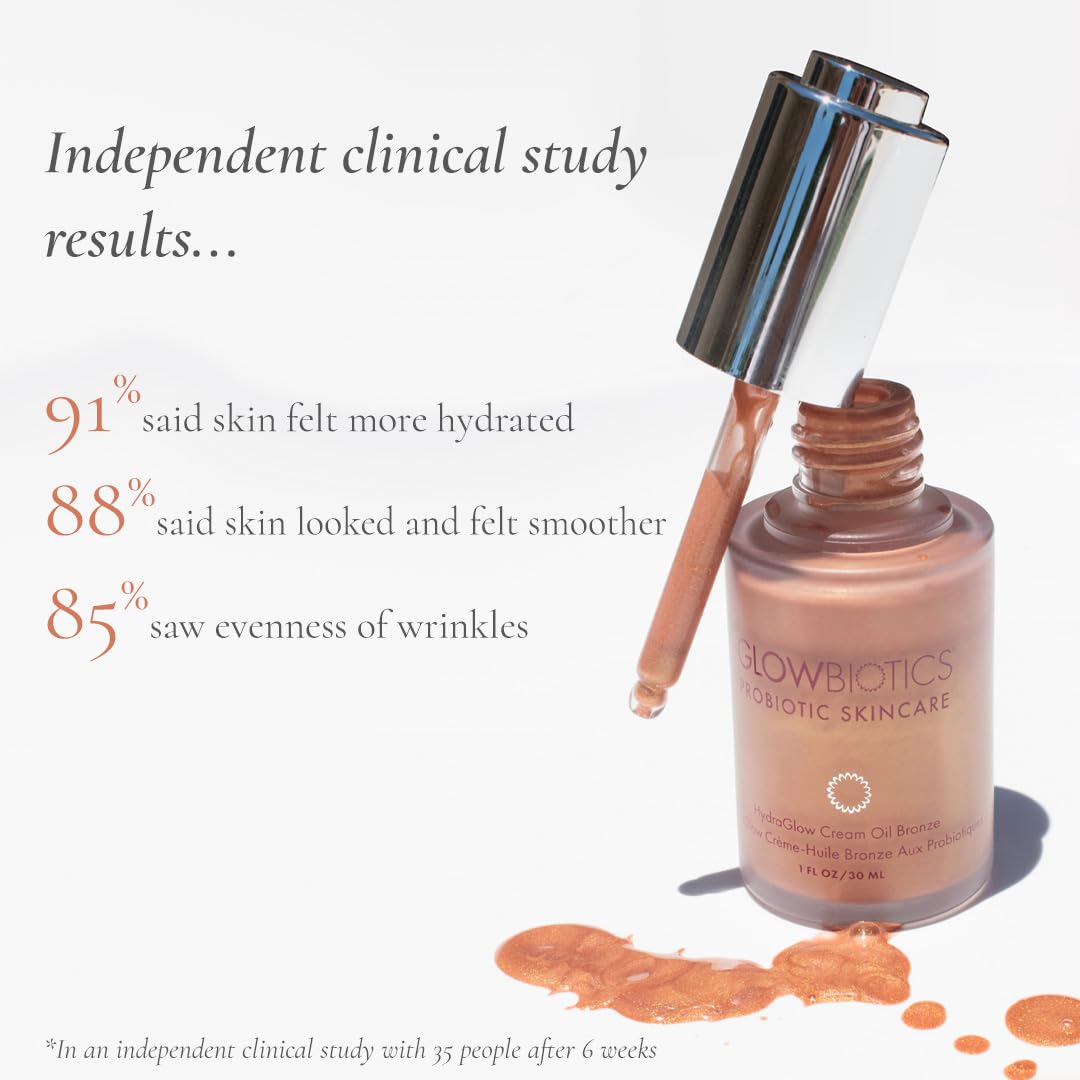 Glowbiotics Probiotic HydraGlow Illuminating Serum Bronze: Hydrating Dew Drops for Radiant Skin, Illuminating Glow Enhancer with Hyaluronic Acid and Probiotics, 1 Fl Oz