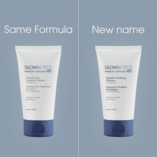 Glowbiotics Probiotic Clarifying Cleanser 5 oz (Formerly Probiotic Acne Cleanser) – Gentle Foaming Face Wash with 2 % Salicylic Acid & Niacinamide, Clears Pores & Excess Oil