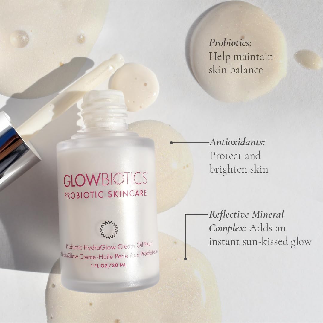 Glowbiotics Probiotic HydraGlow Cream Oil Pearl: Radiance-Boosting Glow Drops for Bright, Hydrated Skin | Pearl Essence & Skin Brightening