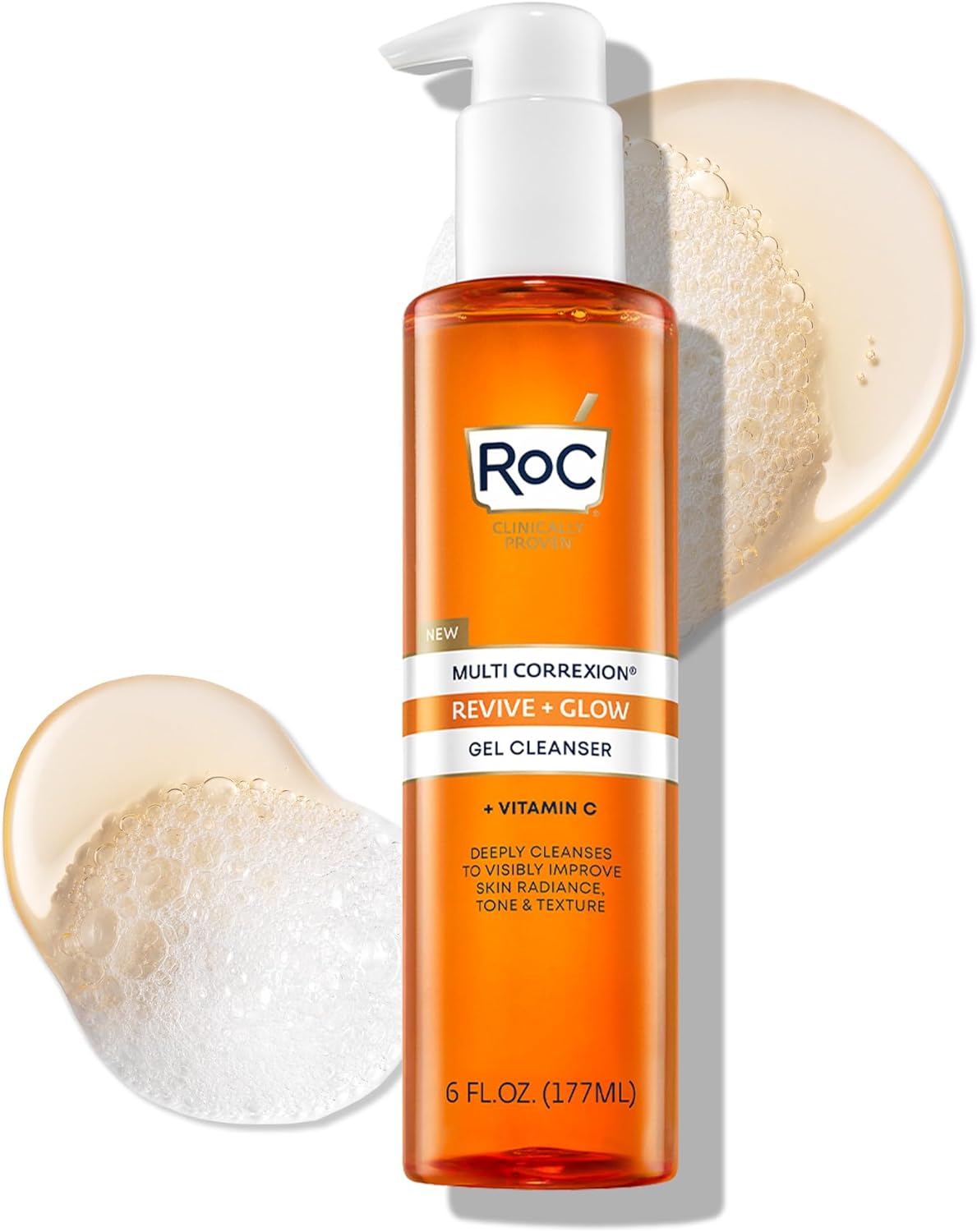 RoC Multi Correxion Revive + Glow Gel Vitamin C Cleanser, Face Wash, Facial Cleanser with Glycolic Acid, Paraben-Free, Sulfate-Free Skin Care - 6 Ounces