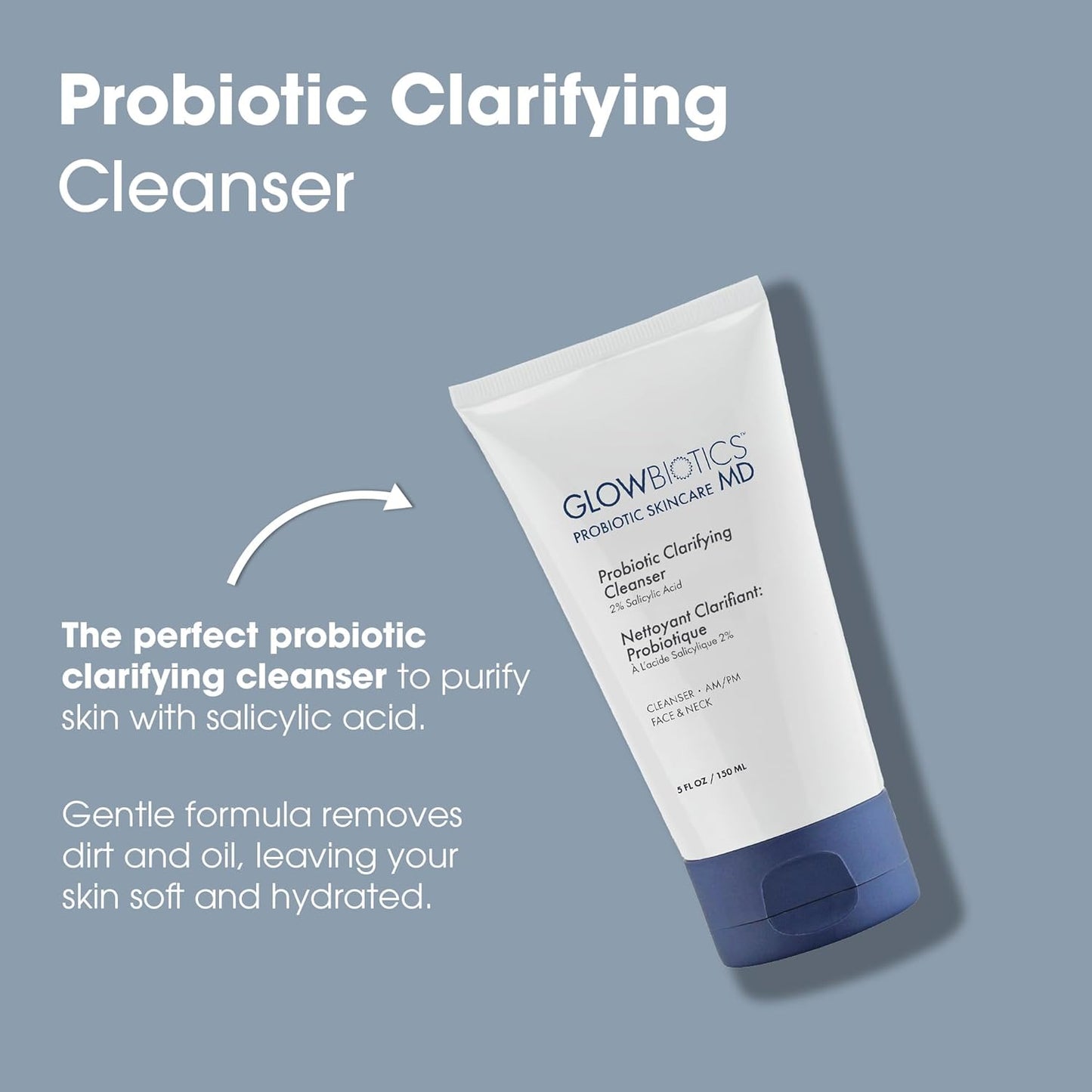 Glowbiotics Probiotic Clarifying Cleanser 5 oz (Formerly Probiotic Acne Cleanser) – Gentle Foaming Face Wash with 2 % Salicylic Acid & Niacinamide, Clears Pores & Excess Oil