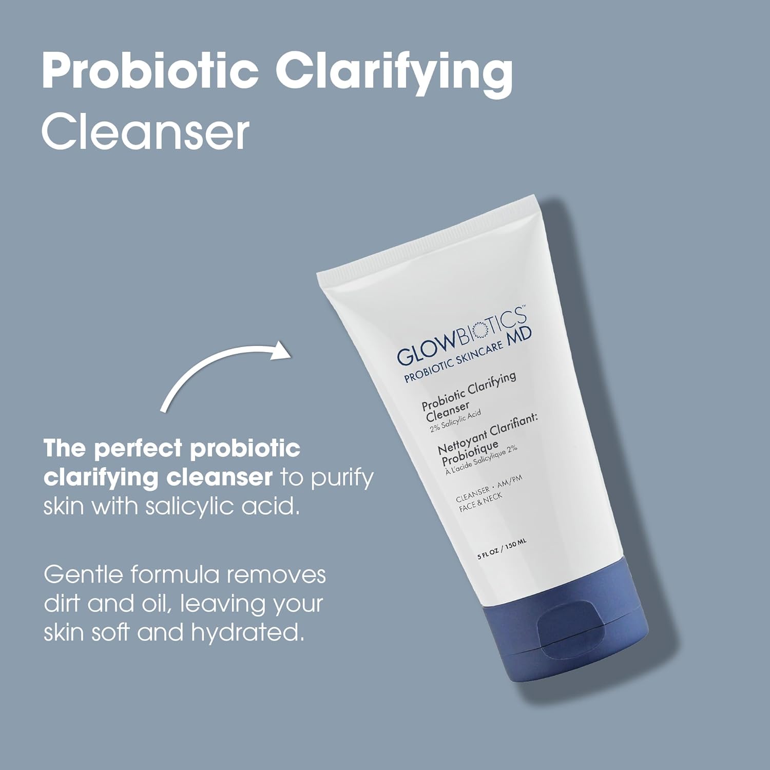 Glowbiotics Probiotic Clarifying Cleanser 5 oz (Formerly Probiotic Acne Cleanser) – Gentle Foaming Face Wash with 2 % Salicylic Acid & Niacinamide, Clears Pores & Excess Oil