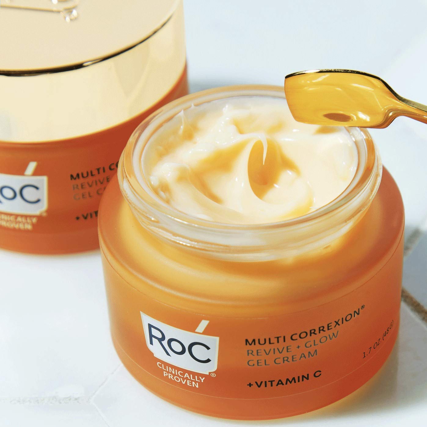 RoC Multi Correxion Revive + Glow 10% Vitamin C Moisturizer for Face, Anti-Aging Gel Cream, Instant Glow, Hypo-Allegenic, Oil-Free, 1.7 Ounces (Packaging May Vary